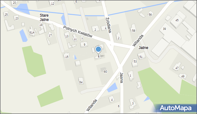 Jatne, Polnych Kwiatów, 5, mapa Jatne