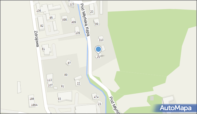 Jaworze, Pod Młyńską Kępą, 21, mapa Jaworze