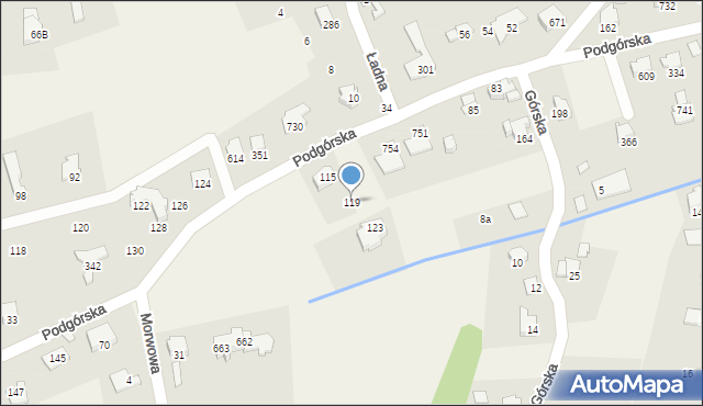 Jaworze, Podgórska, 119, mapa Jaworze