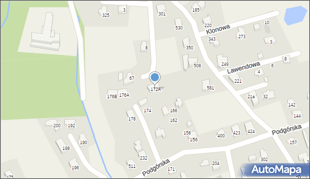 Jaworze, Podgórska, 172A, mapa Jaworze