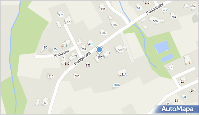 Jaworze, Podgórska, 185, mapa Jaworze