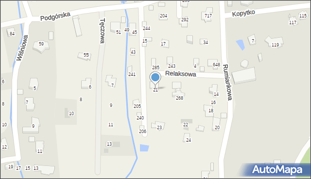 Jaworze, Podgórska, 21, mapa Jaworze