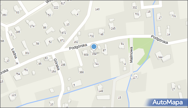 Jaworze, Podgórska, 334, mapa Jaworze