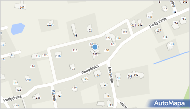 Jaworze, Podgórska, 342, mapa Jaworze