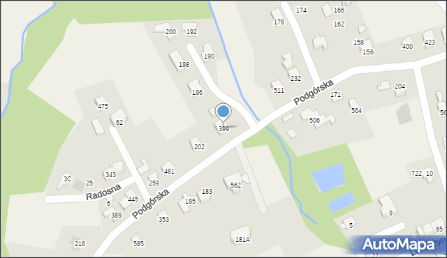 Jaworze, Podgórska, 399, mapa Jaworze