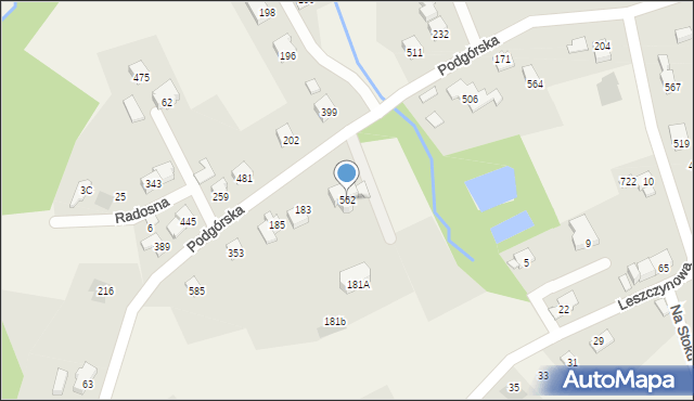 Jaworze, Podgórska, 562, mapa Jaworze