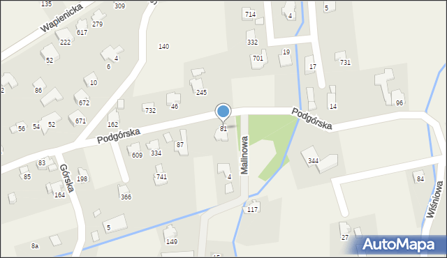 Jaworze, Podgórska, 81, mapa Jaworze