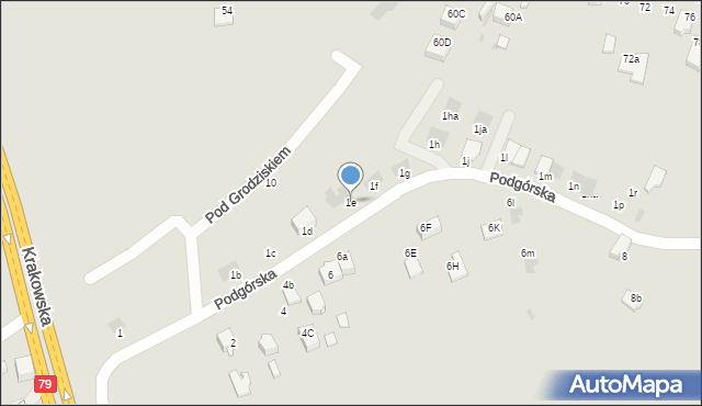 Jaworzno, Podgórska, 1e, mapa Jaworzno
