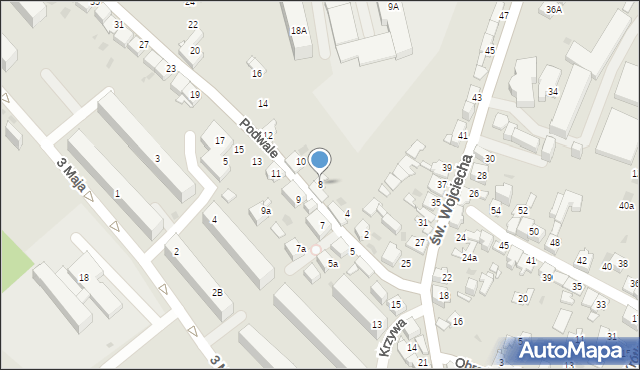 Jaworzno, Podwale, 8, mapa Jaworzno