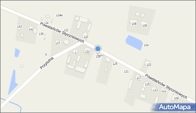 Jaźwie, Powstańców Styczniowych, 129, mapa Jaźwie