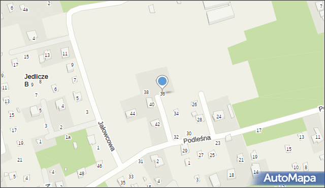 Jedlicze B, Podleśna, 36, mapa Jedlicze B
