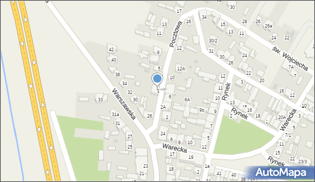 Jedlińsk, Pocztowa, 1, mapa Jedlińsk