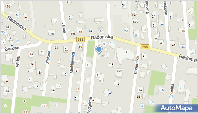 Jedlnia-Letnisko, Podgórna, 1, mapa Jedlnia-Letnisko