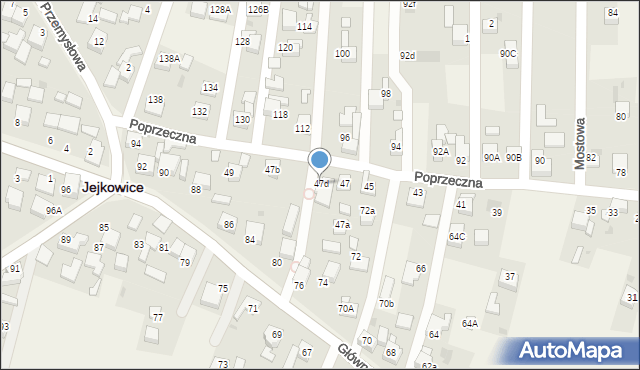 Jejkowice, Poprzeczna, 47d, mapa Jejkowice