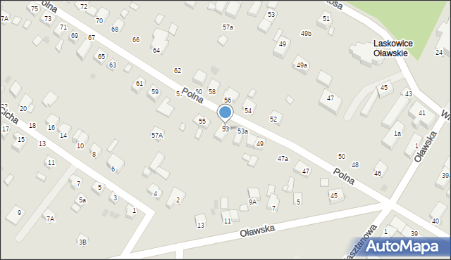 Jelcz-Laskowice, Polna, 53, mapa Jelcz-Laskowice