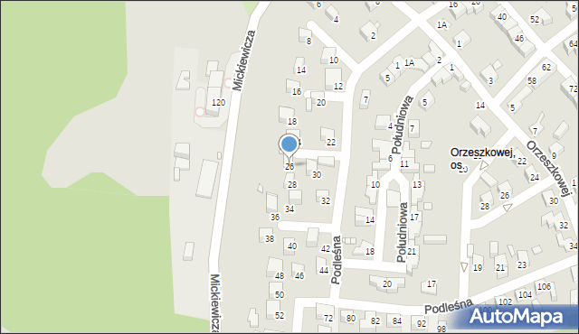 Jelenia Góra, Podleśna, 26, mapa Jelenia Góra