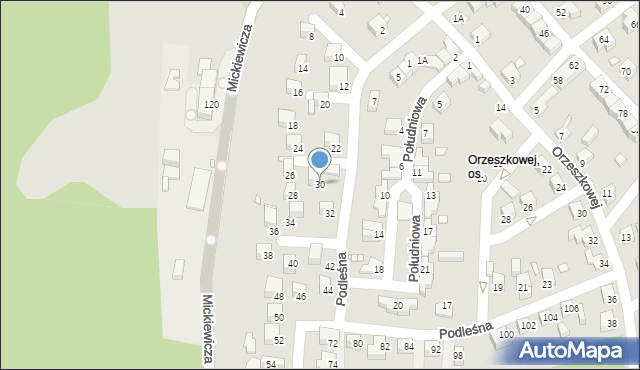 Jelenia Góra, Podleśna, 30, mapa Jelenia Góra