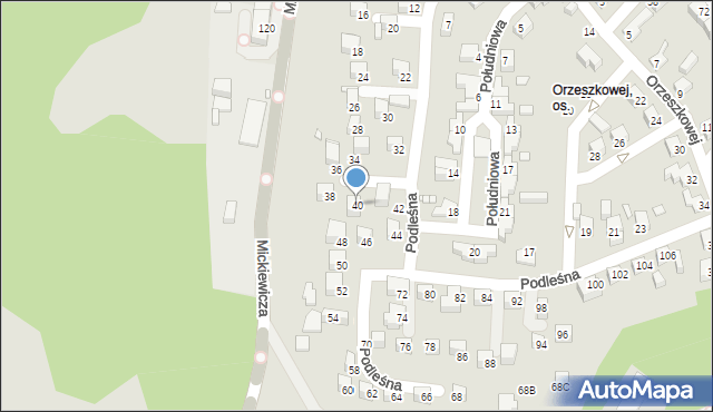 Jelenia Góra, Podleśna, 40, mapa Jelenia Góra