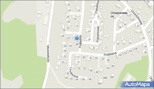 Jelenia Góra, Podleśna, 44, mapa Jelenia Góra