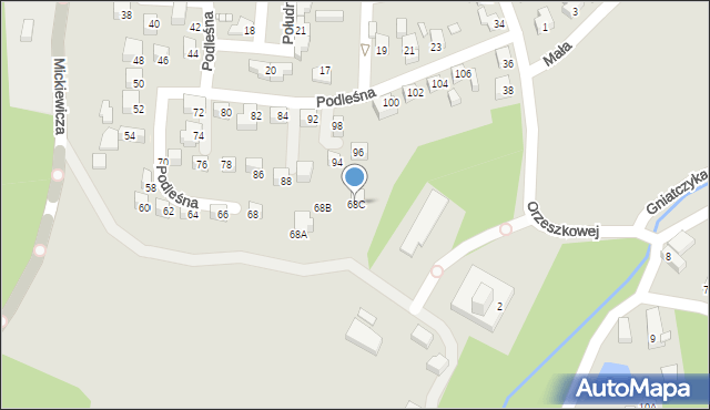 Jelenia Góra, Podleśna, 68C, mapa Jelenia Góra
