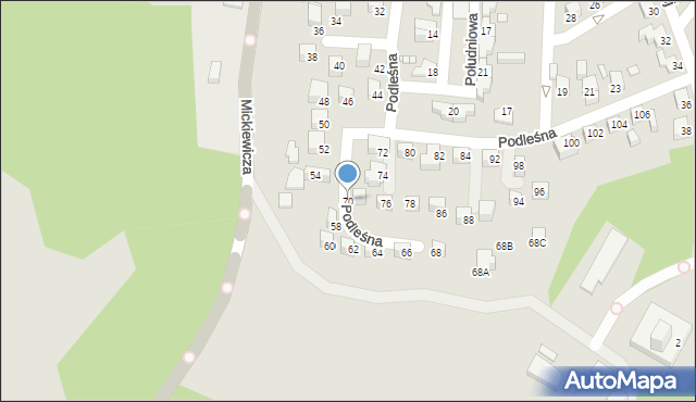 Jelenia Góra, Podleśna, 70, mapa Jelenia Góra