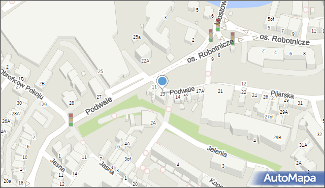 Jelenia Góra, Podwale, 13, mapa Jelenia Góra