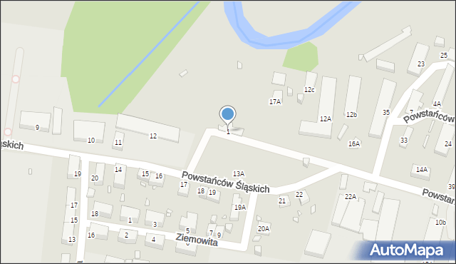 Jelenia Góra, Powstańców Śląskich, 1, mapa Jelenia Góra