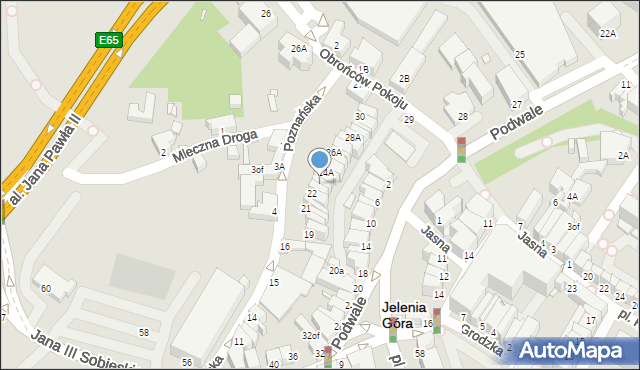 Jelenia Góra, Poznańska, 23A, mapa Jelenia Góra