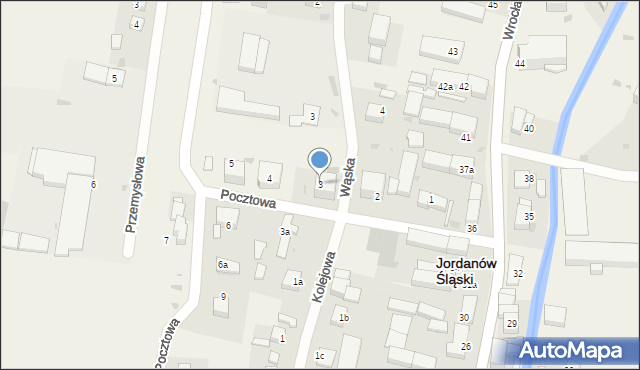Jordanów Śląski, Pocztowa, 3, mapa Jordanów Śląski