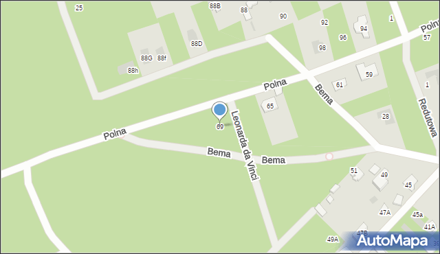 Józefów, Polna, 69, mapa Józefów