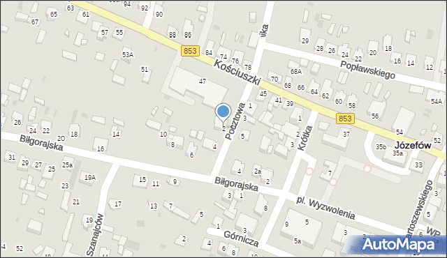 Józefów, Pocztowa, 2, mapa Józefów