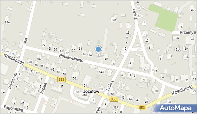 Józefów, Popławskiego Jana Ludwika, 12, mapa Józefów