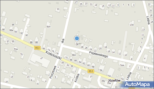 Józefów, Popławskiego Jana Ludwika, 29, mapa Józefów