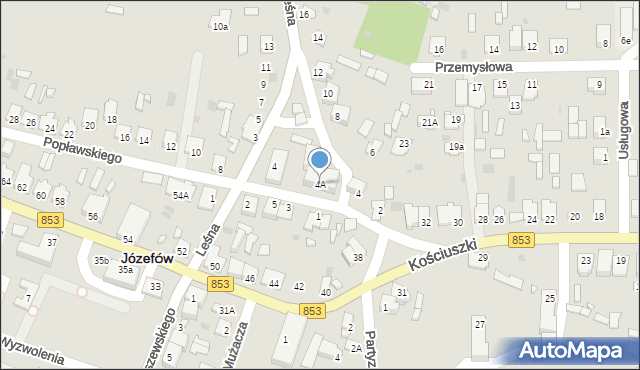 Józefów, Popławskiego Jana Ludwika, 4A, mapa Józefów