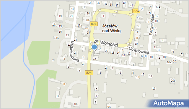 Józefów nad Wisłą, Powstańców, 1, mapa Józefów nad Wisłą