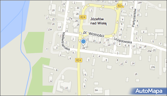 Józefów nad Wisłą, Powstańców, 1a, mapa Józefów nad Wisłą
