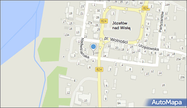 Józefów nad Wisłą, Powstańców, 2, mapa Józefów nad Wisłą