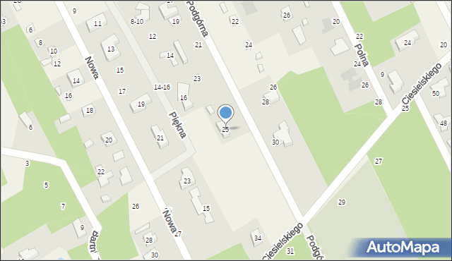 Justynów, Podgórna, 25, mapa Justynów