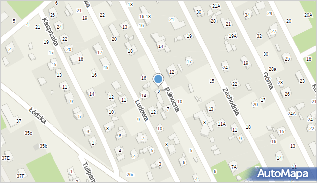 Justynów, Północna, 9, mapa Justynów