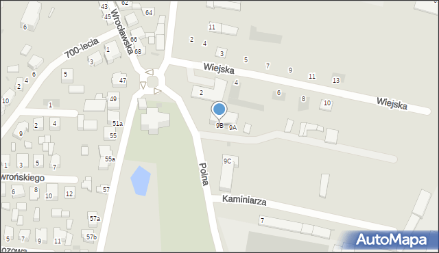 Jutrosin, Polna, 9B, mapa Jutrosin
