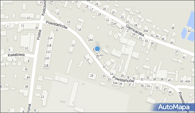 Jutrosin, Powstańców, 20, mapa Jutrosin