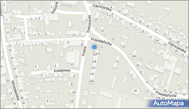 Jutrosin, Powstańców, 21A, mapa Jutrosin