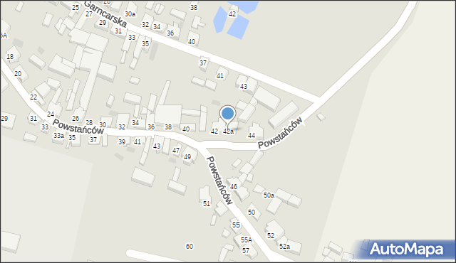 Jutrosin, Powstańców, 42a, mapa Jutrosin