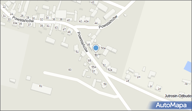 Jutrosin, Powstańców, 50, mapa Jutrosin
