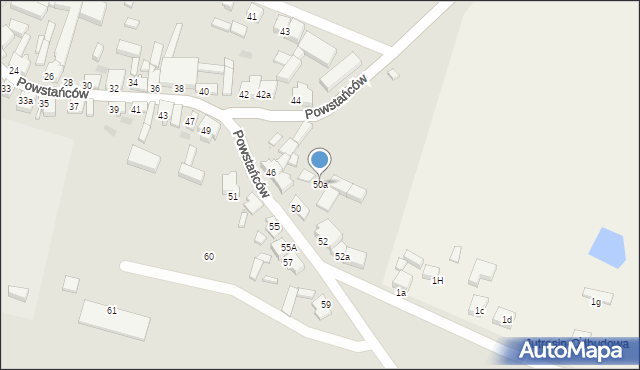 Jutrosin, Powstańców, 50a, mapa Jutrosin