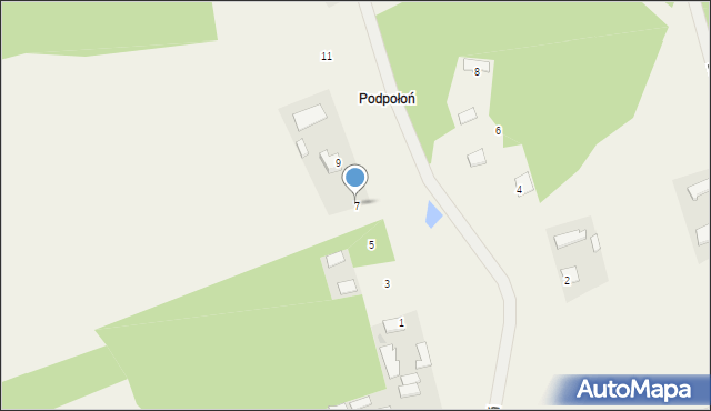 Kaczaki, Podpołoń, 7, mapa Kaczaki