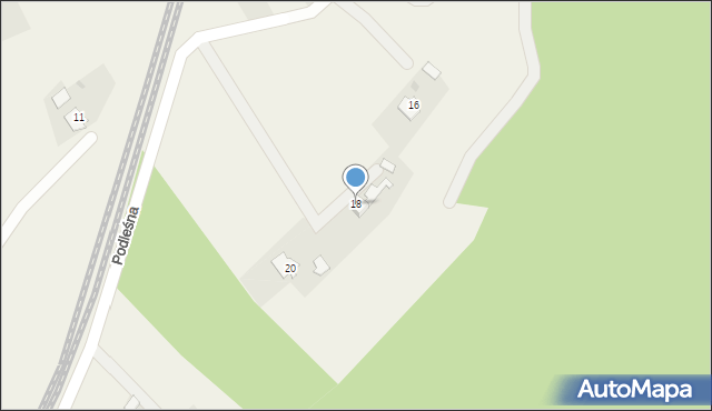 Kaczyce, Podleśna, 18, mapa Kaczyce