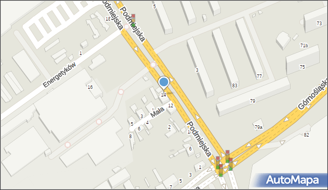 Kalisz, Podmiejska, 14, mapa Kalisza