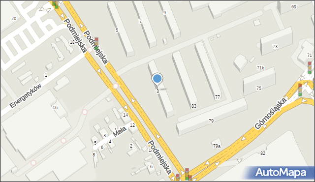 Kalisz, Podmiejska, 3, mapa Kalisza