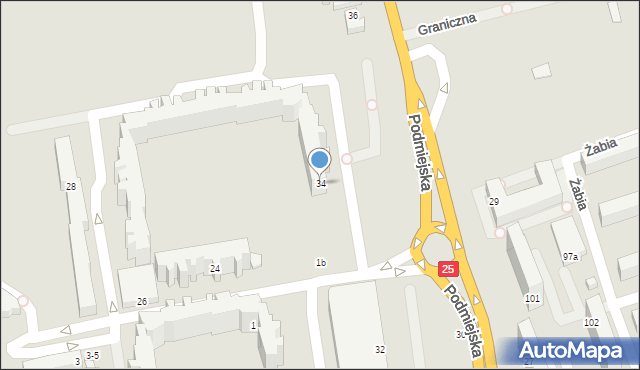 Kalisz, Podmiejska, 34, mapa Kalisza